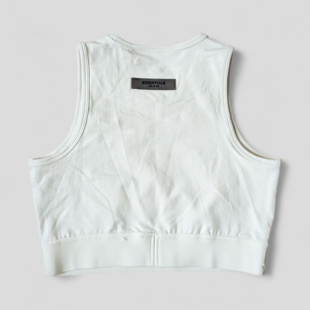 Fear of God Essentials Logo Sport Stretch Cotton Crop Tank in Eggshell Women's M - Picture 7 of 15